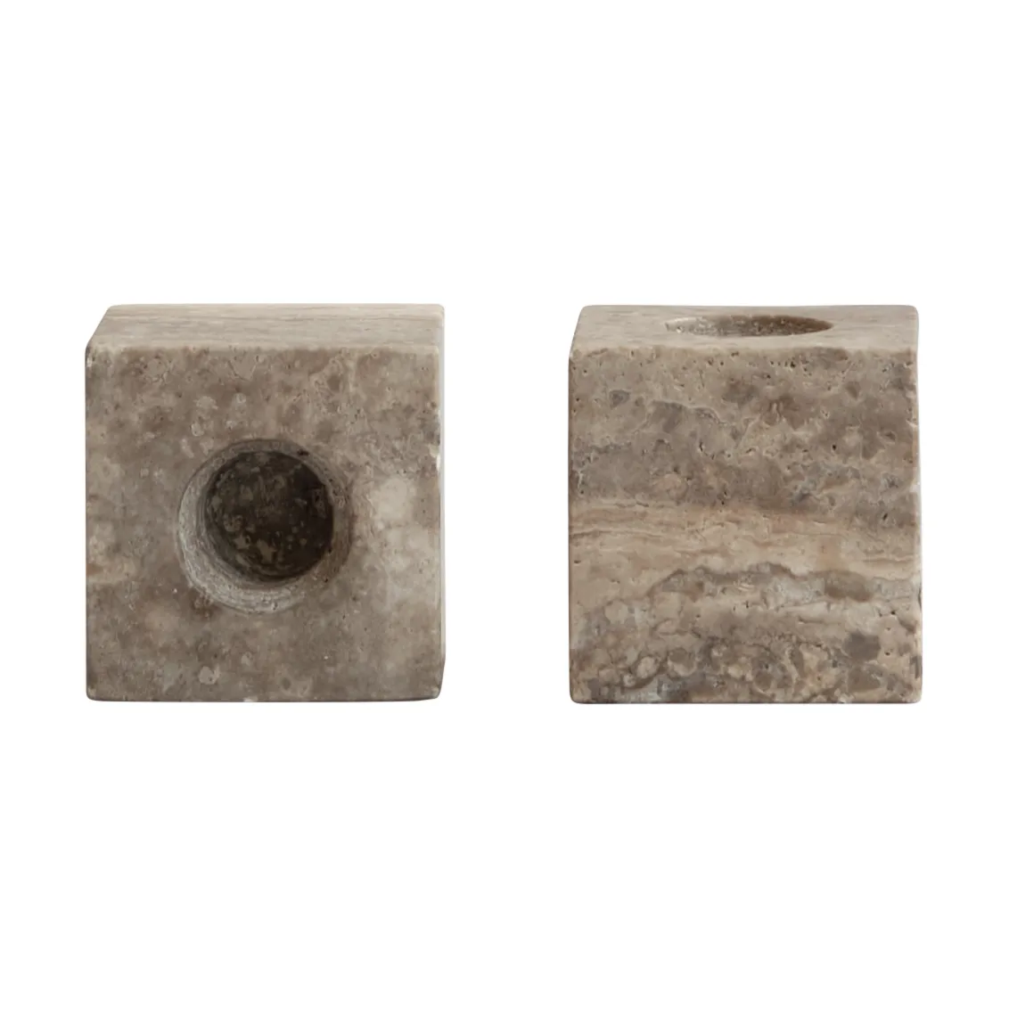 Cube Kerzenhalter 2-teilig, Silver Travertine 101 Copenhagen