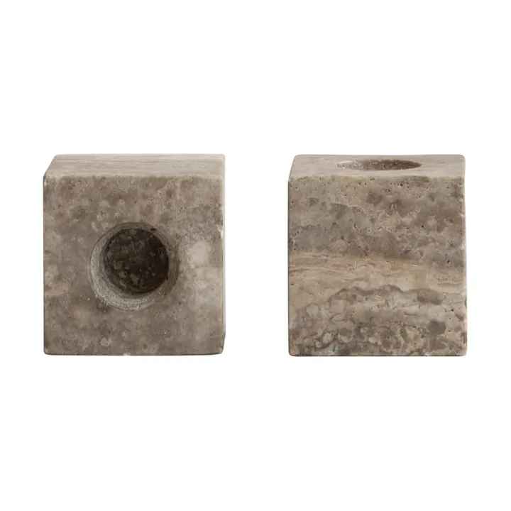Cube Kerzenhalter 2-teilig - Silver Travertine - 101 Copenhagen