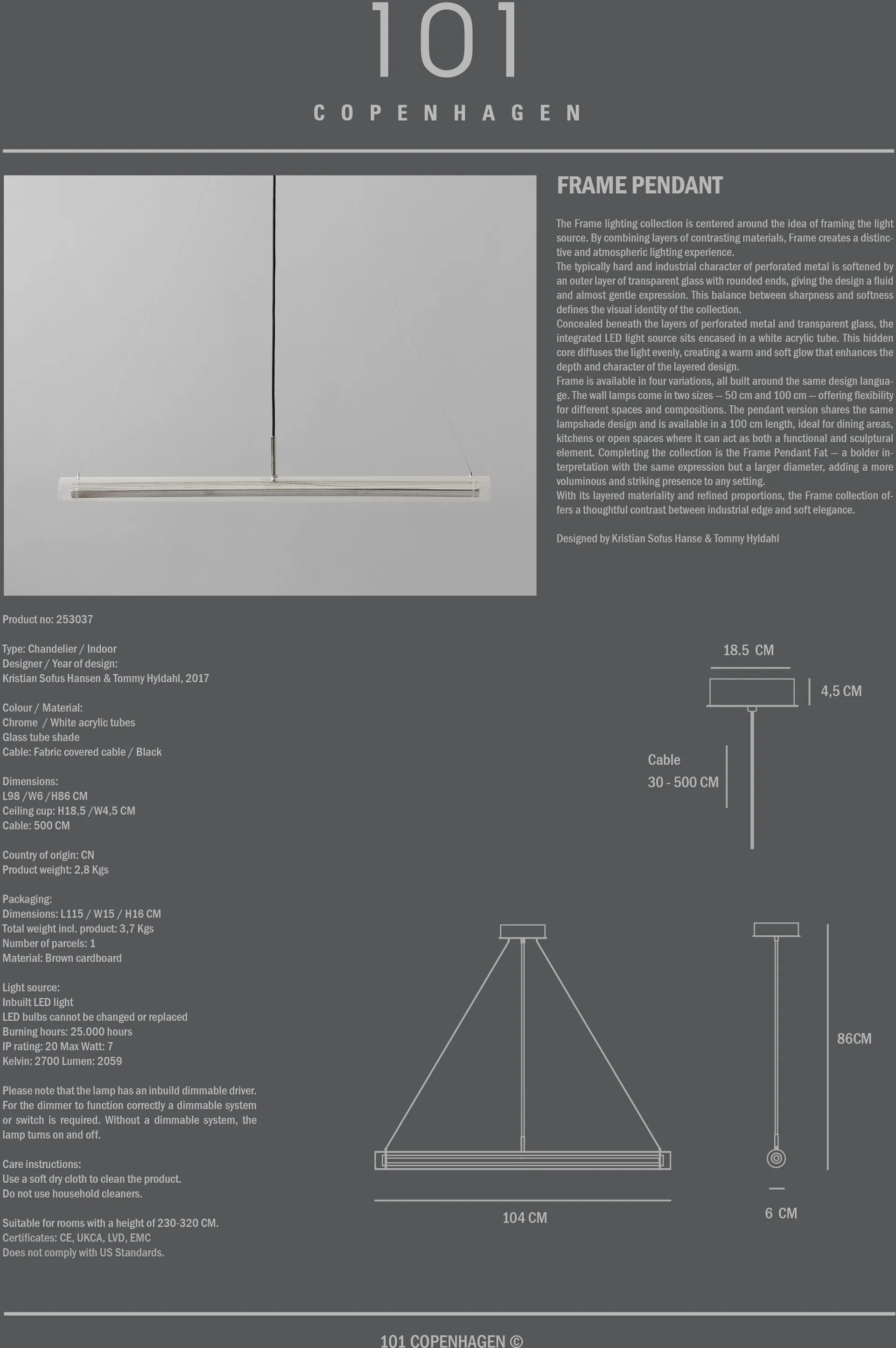 Frame Pendelleuchte, Chrome 101 Copenhagen