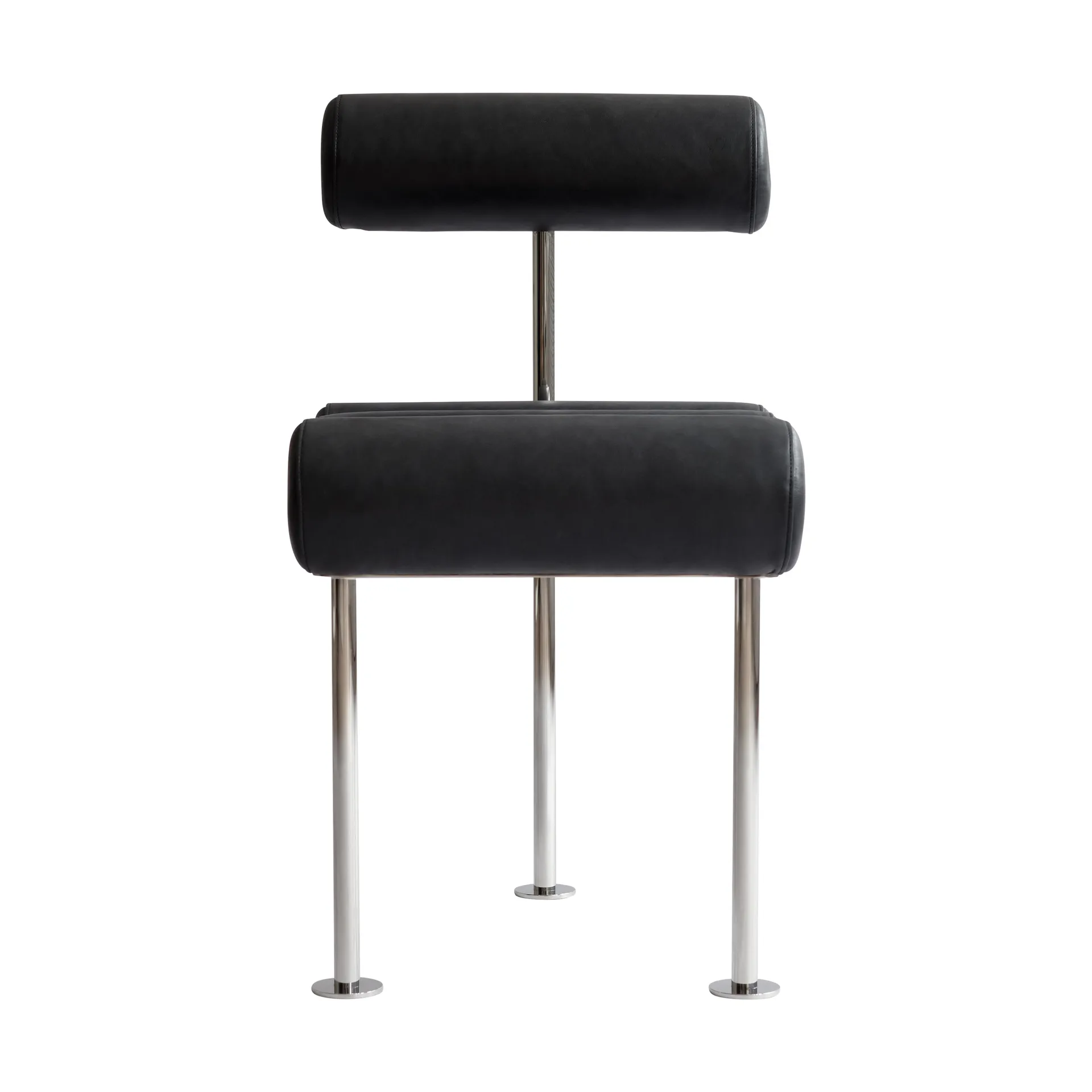 Hiro Dining Chair Stuhl, Stainless steel-aniline leather black 101 Copenhagen