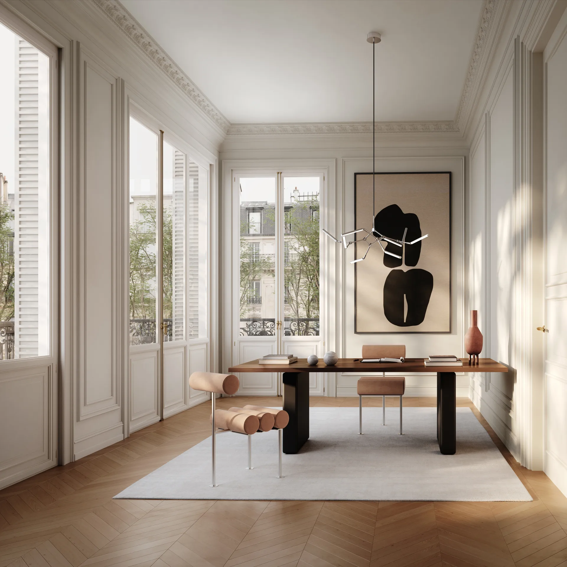 Hiro Dining Chair Stuhl, Stainless steel-nubuck 101 Copenhagen