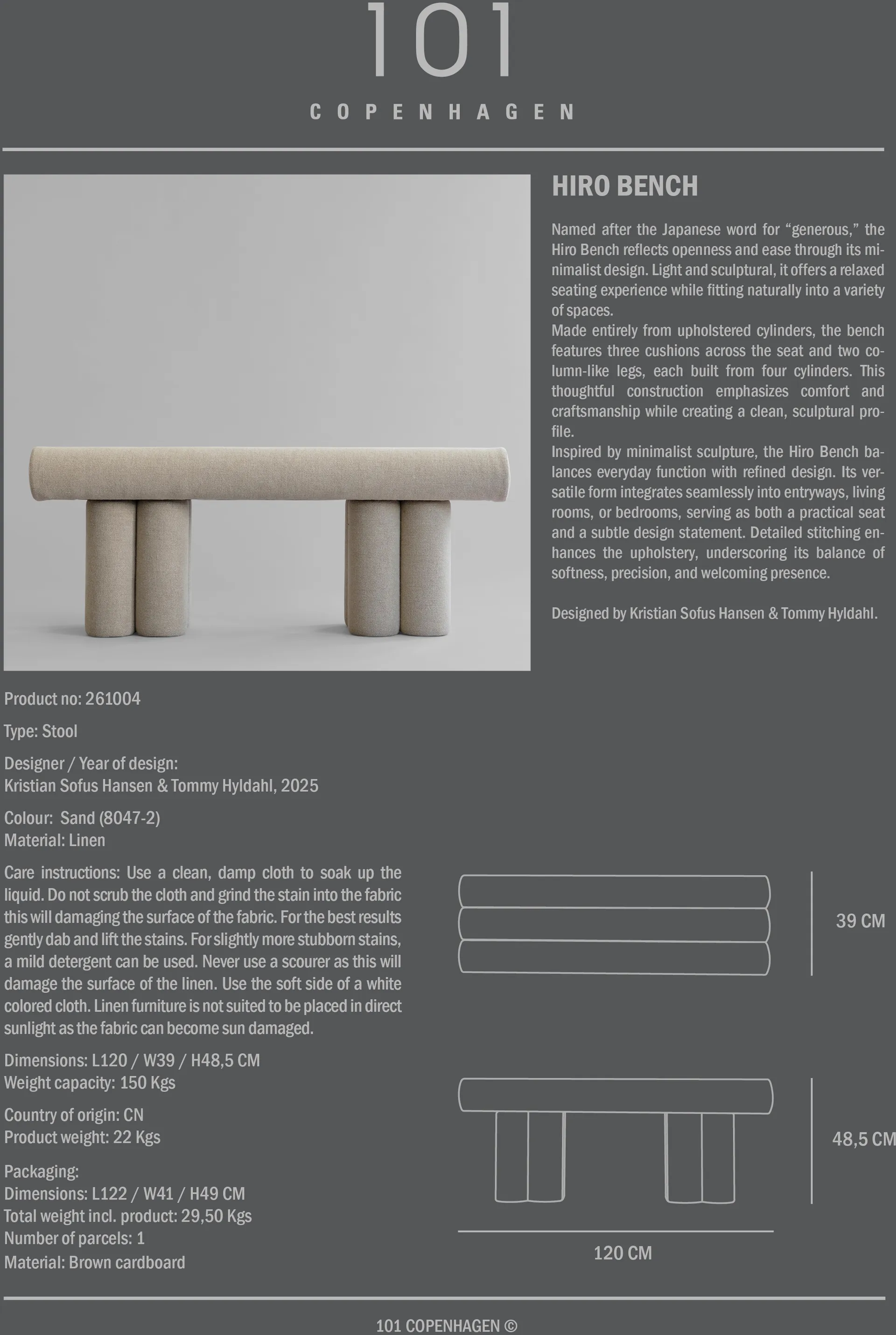 Hiro Sitzbank, Linen 101 Copenhagen