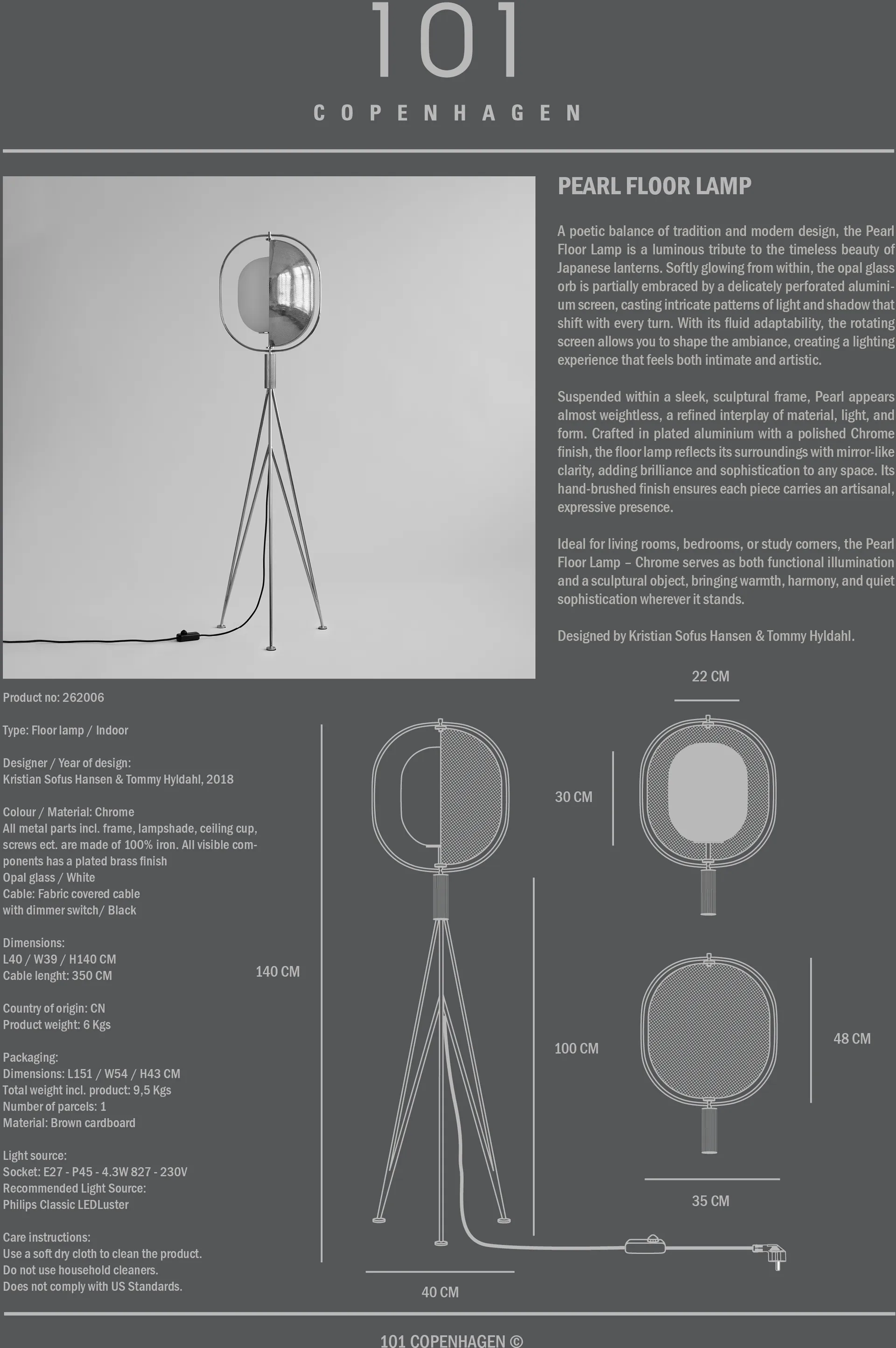 Pearl Stehleuchte, Chrome 101 Copenhagen