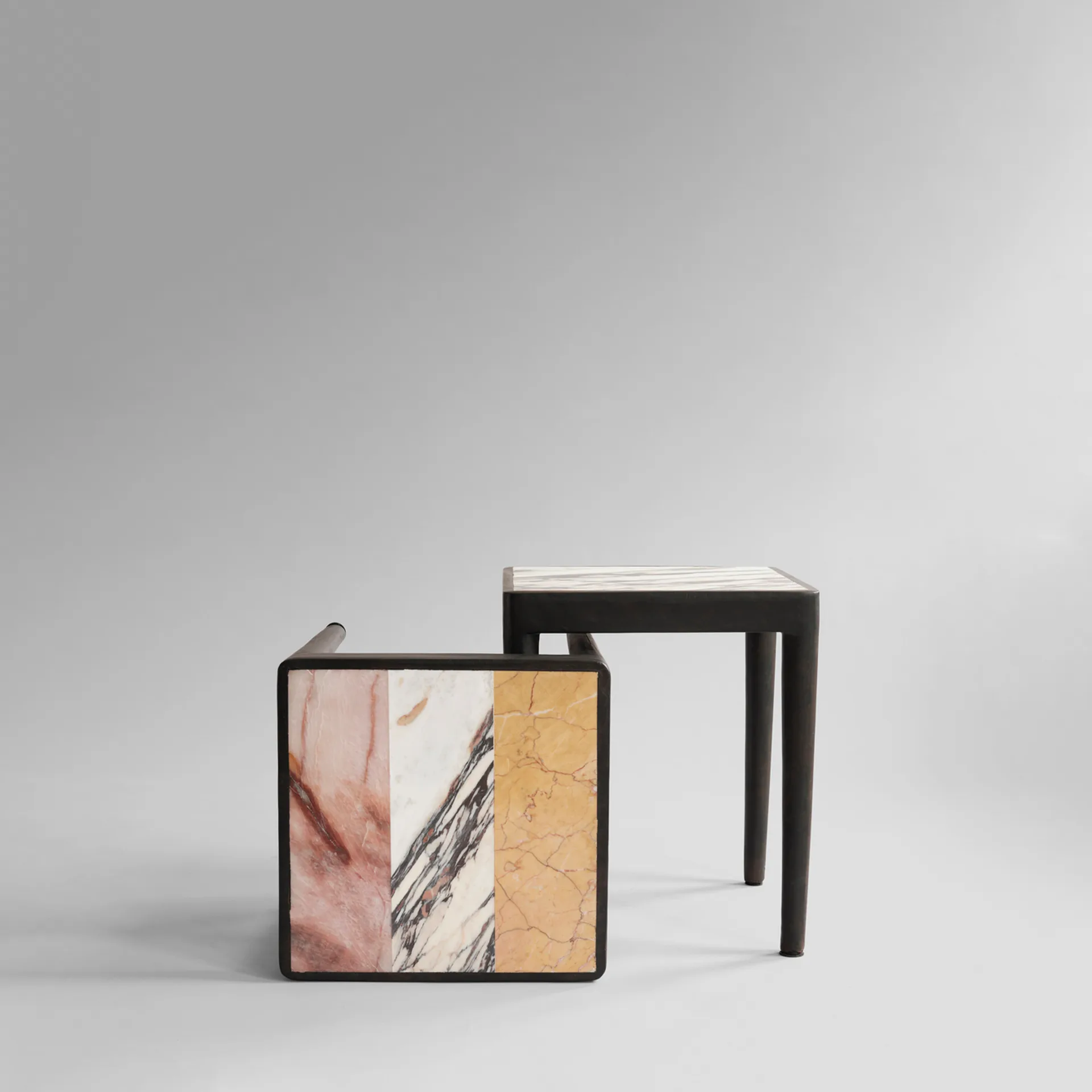 Tairu Tisch 38 x 38cm striped, Peach-Calacatta-Yellow 101 Copenhagen