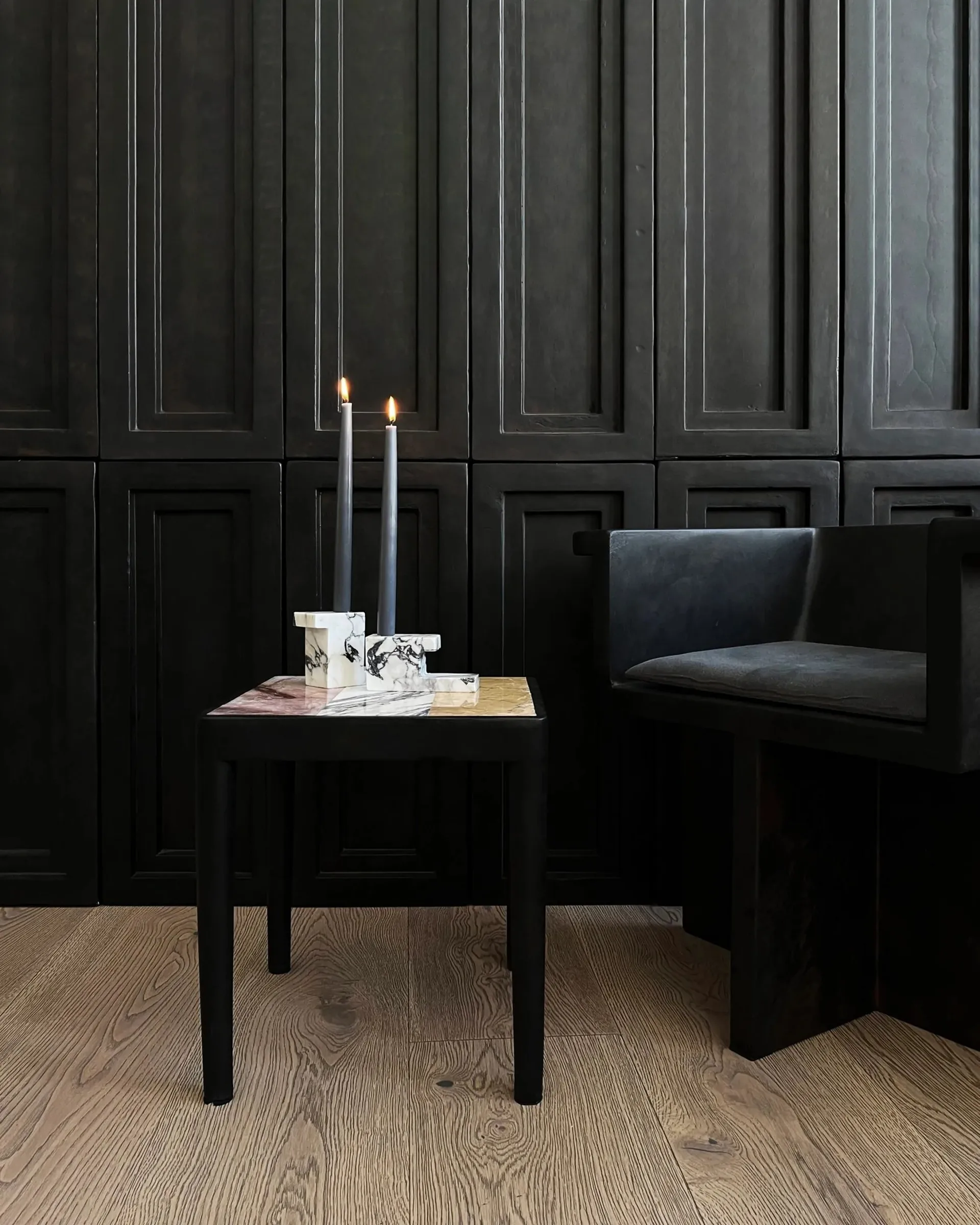 Tairu Tisch 38 x 38cm striped, Peach-Calacatta-Yellow 101 Copenhagen