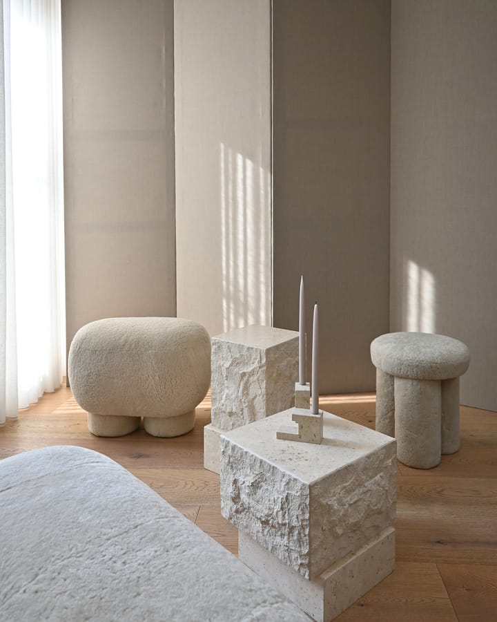 Temple Beistelltisch low 42x40 cm, Chrome-limestone 101 Copenhagen