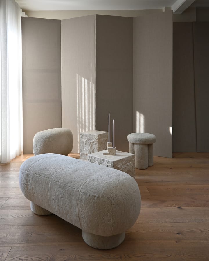 Temple Beistelltisch low 42x40 cm, Chrome-limestone 101 Copenhagen