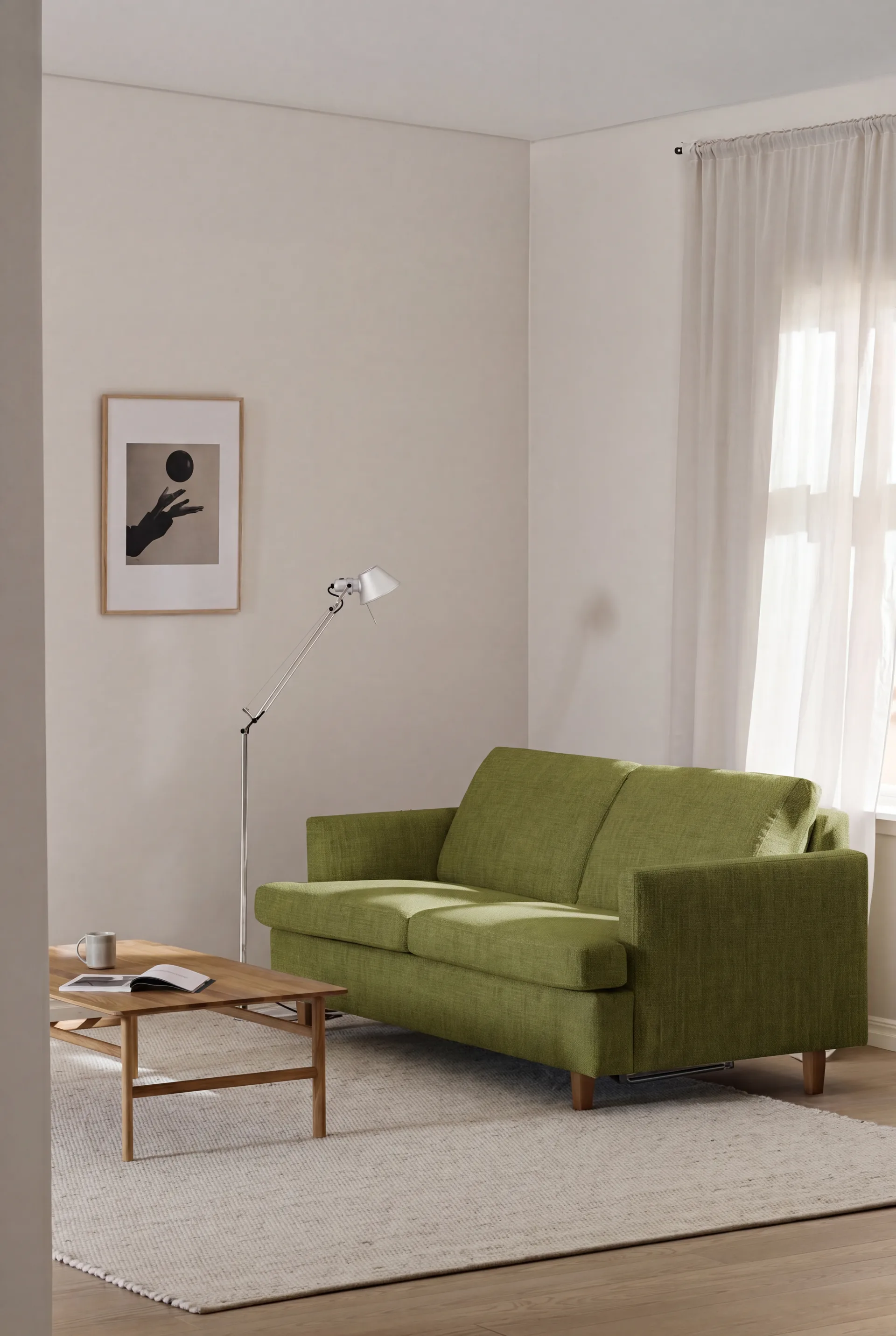 Binga Schlafsofa 2,5-Sitzer, Luiza Green 3975-eiche gebeizte Esche 1898