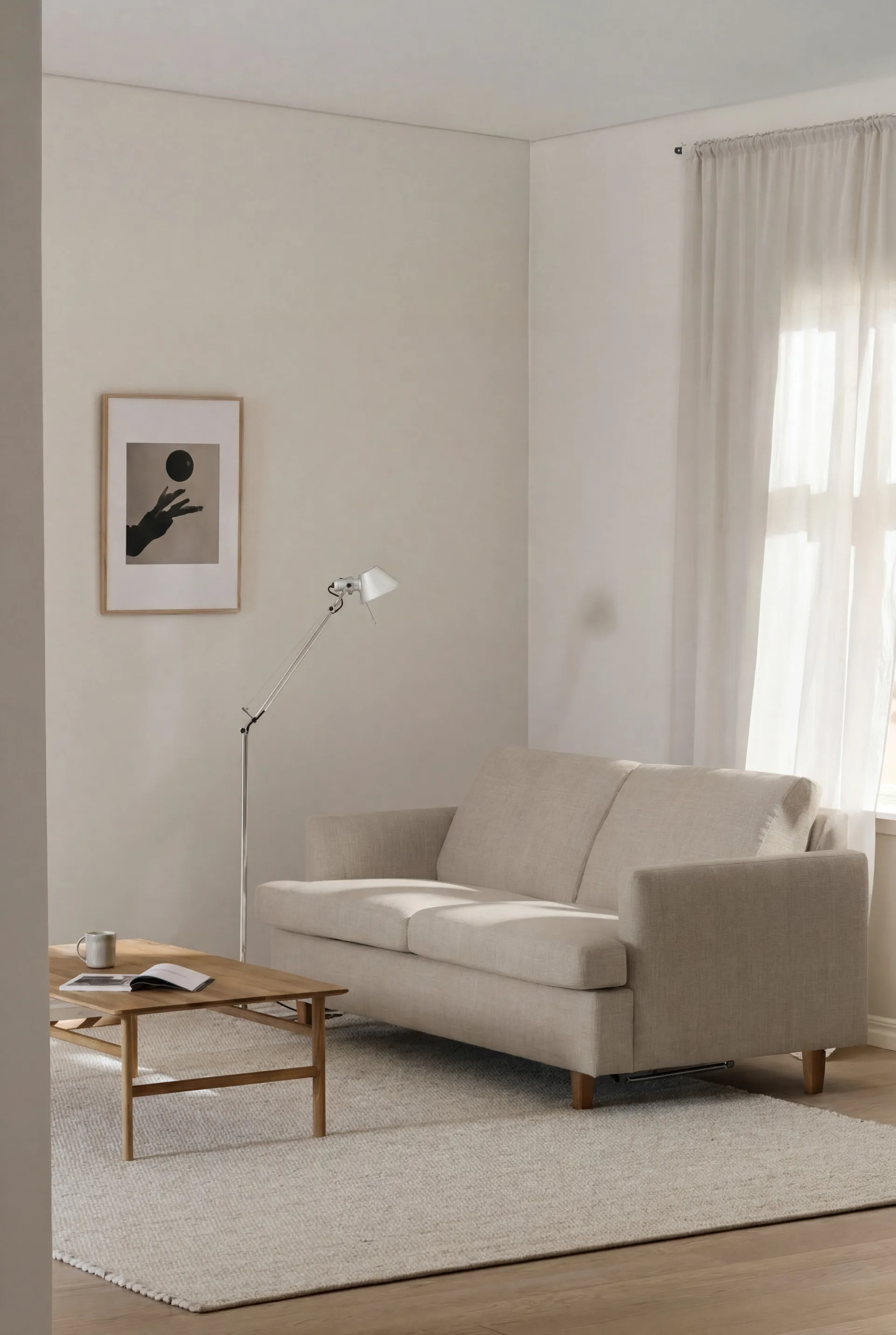 Binga Schlafsofa 2,5-Sitzer, Same Beige 6670-Dunkel gebeizte Eiche 1898