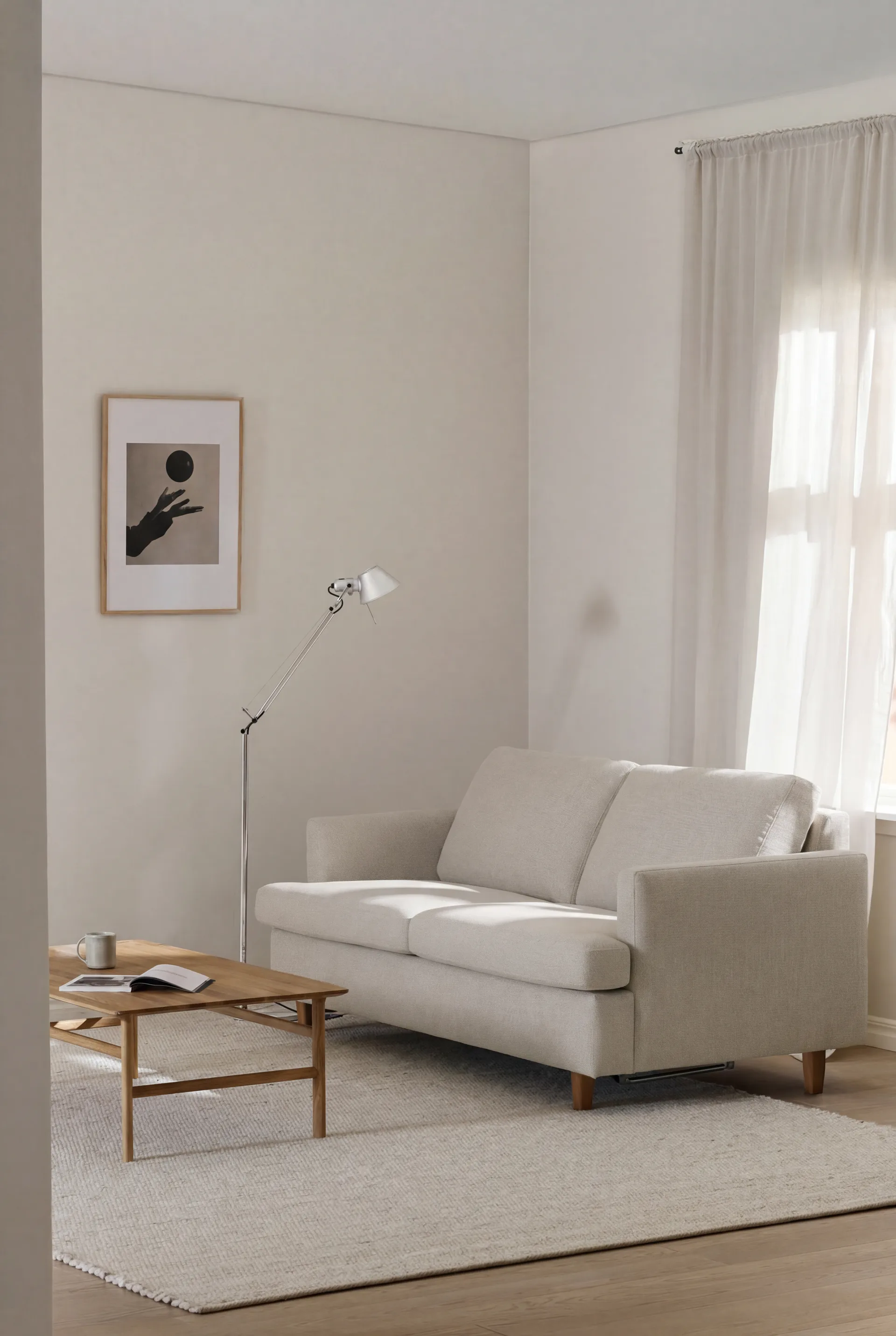 Binga Schlafsofa 2,5-Sitzer, Same Off White 6671-Dunkel gebeizte Eiche 1898