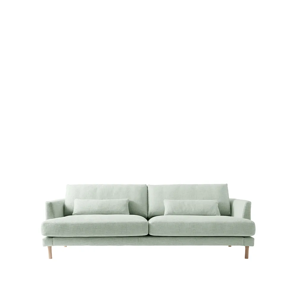 Bredhult Sofa, 3-Sitzer Stoff bern 0345 green, Eichenholzbeine weiß geölt 1898