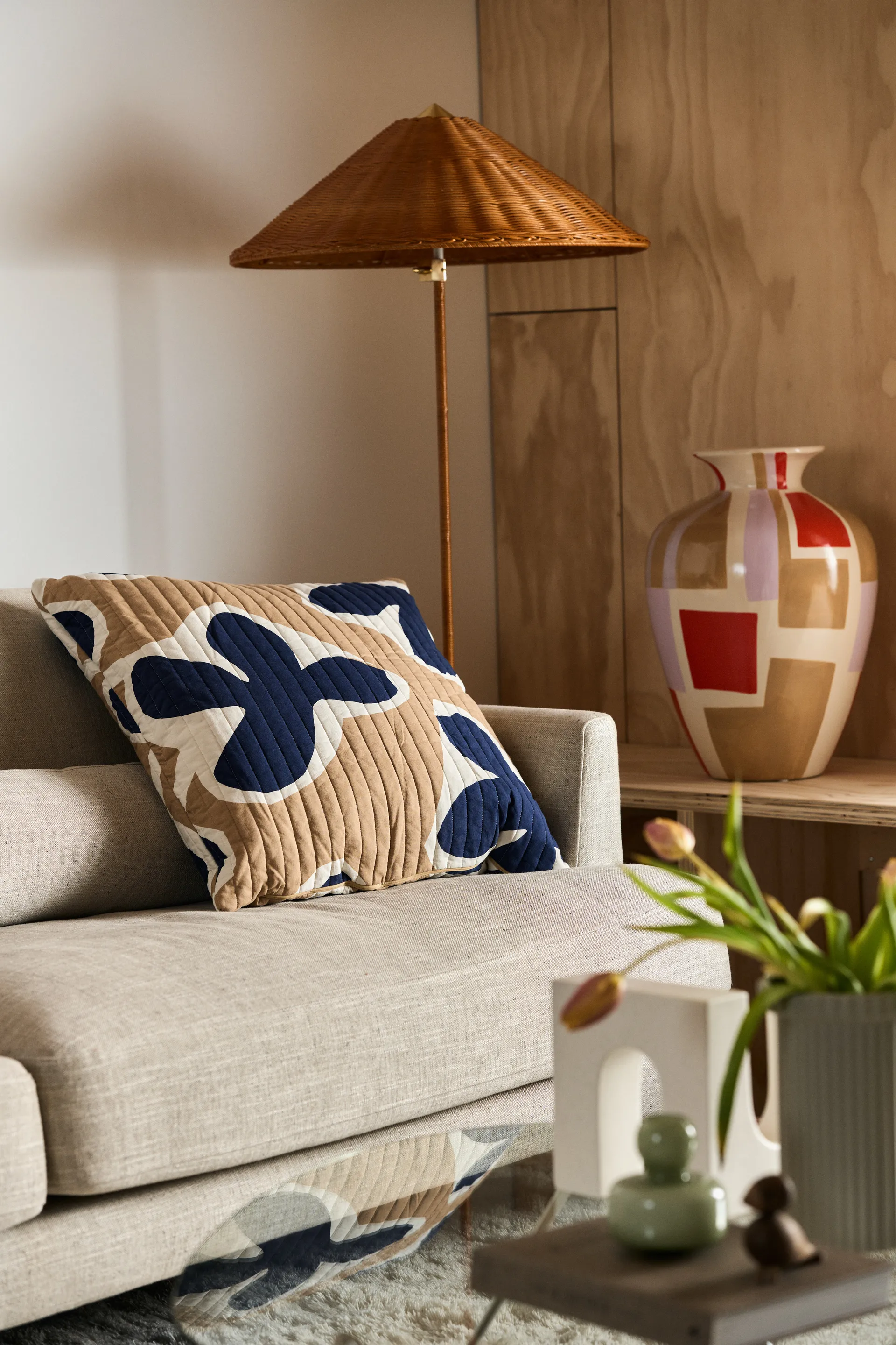 Bredhult Sofa, Bern Beige 0341-Eiche weiß geölt, 3-sitzig 1898