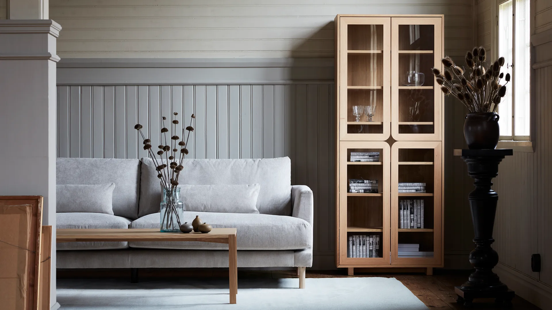 Bredhult Sofa, Bern Beige 0341-Eiche weiß geölt, 3-sitzig 1898