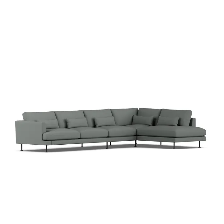 Bredhult Sofa - Caleido Grey 1240-Schwarzer Stahl, 4-sitzig B1 - 1898