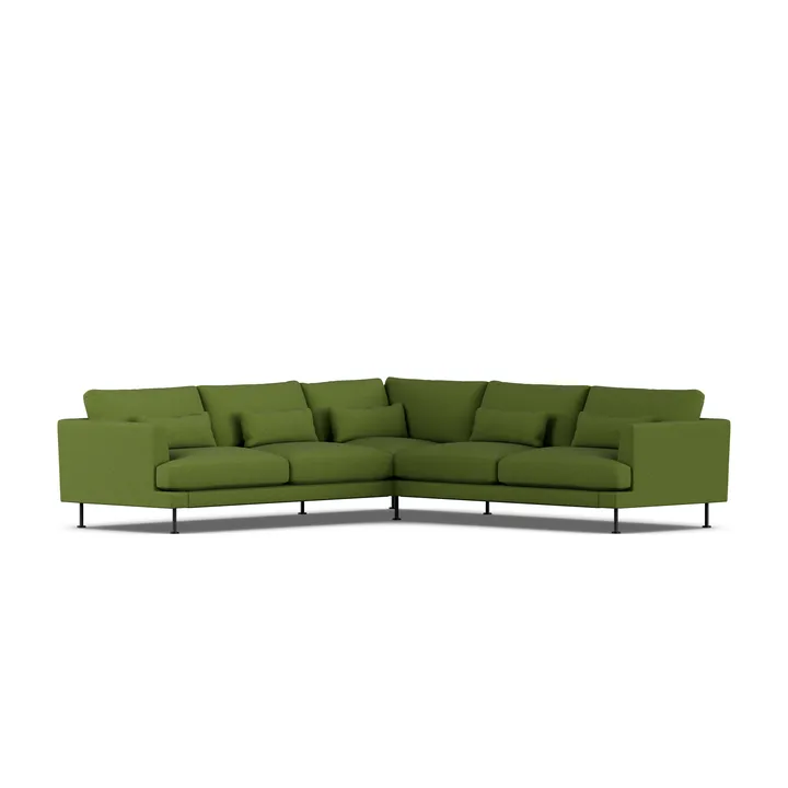 Bredhult Sofa - Luiza Green 3975-Schwarzer Stahl, Ecksofa F - 1898
