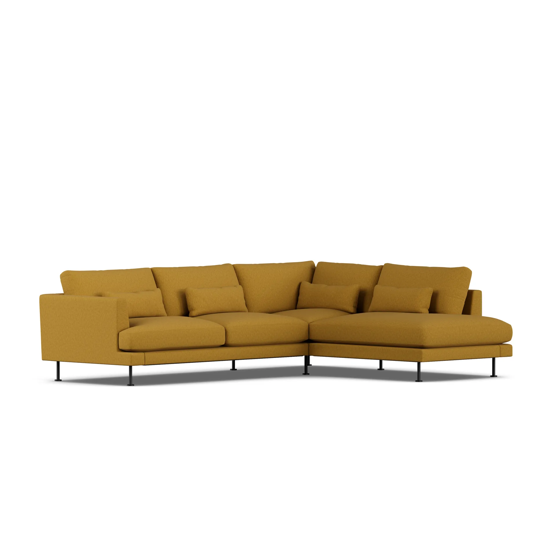 Bredhult Sofa, Luiza Mustard 3972-Schwarzer Stahl, 3-sitzig A1 1898