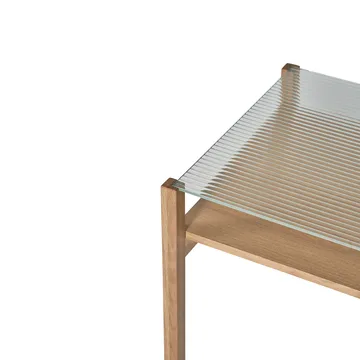 Lid Couchtisch - Eiche weiß pigmentiert-Glas, 125x50 cm - 1898