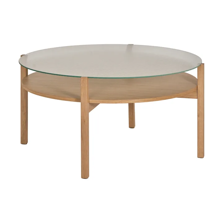 Lid Couchtisch - Eiche weiß pigmentiert-Glas, Ø90 cm - 1898