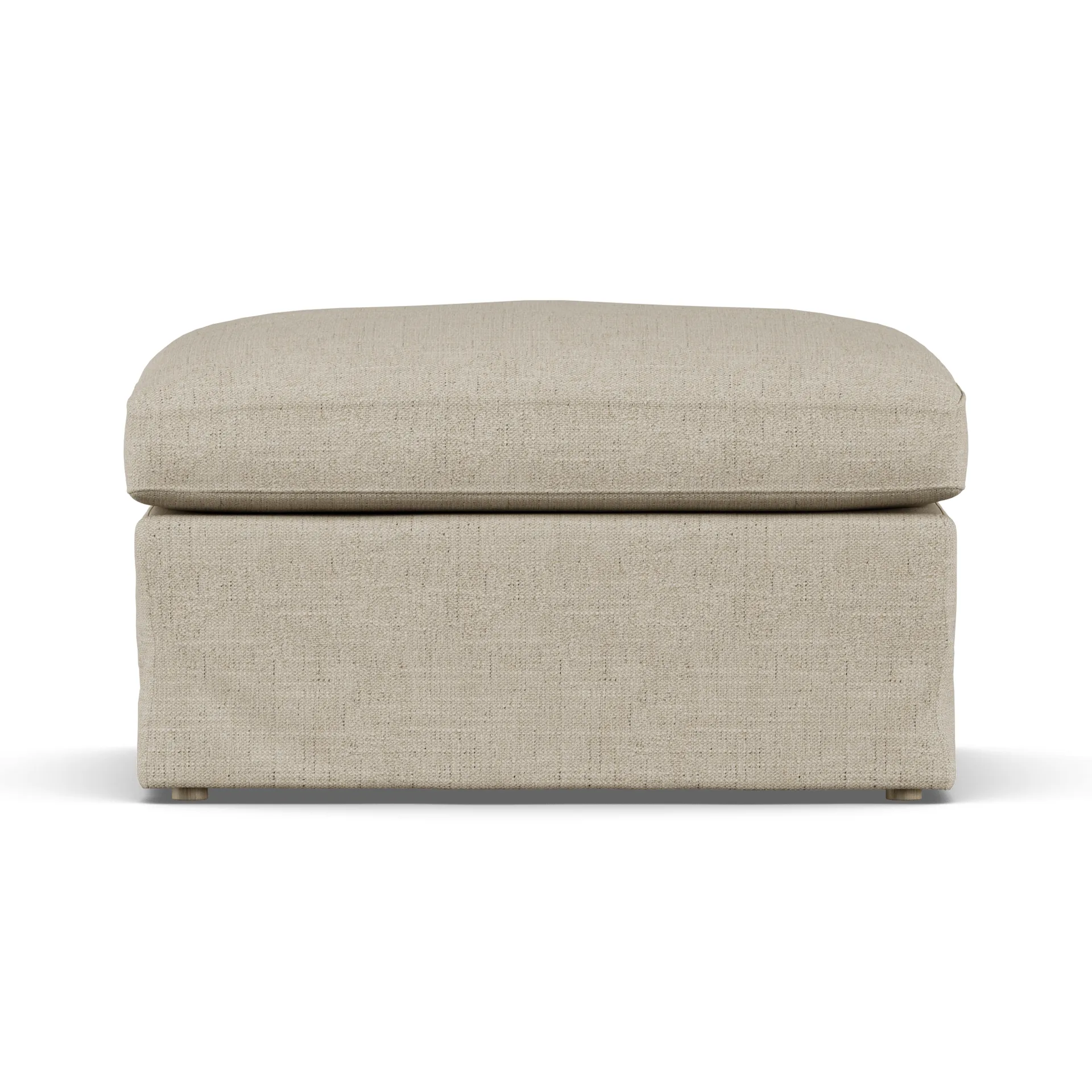 Linnevik Fußhocker, Bern Beige 0341-Eiche weiß geölt, mit Volant 1898