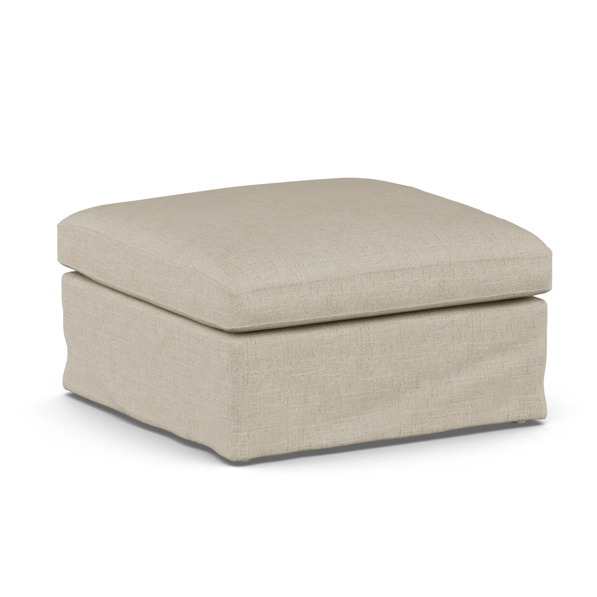 Linnevik Fußhocker, Bern Beige 0341-Eiche weiß geölt, mit Volant 1898