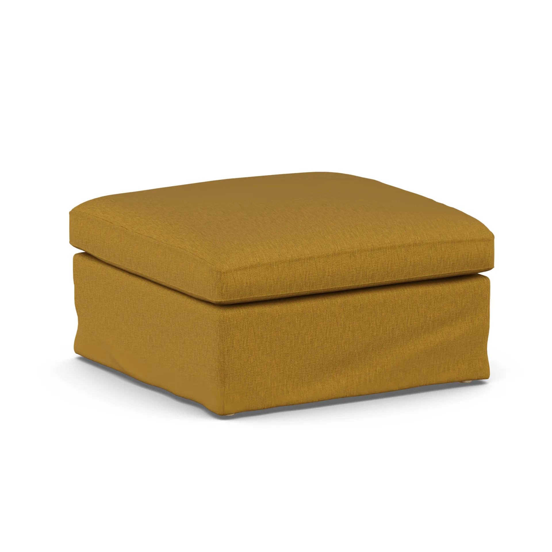 Linnevik Fußhocker, Luiza Mustard 3972-Eiche weiß geölt, mit Volant 1898