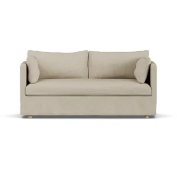 Linnevik Sofa - Bern beige 0341-Eiche weiß geölt, 2-sitzig, mit Volant - 1898