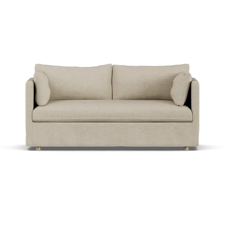 Linnevik Sofa - Bern beige 0341-Eiche weiß geölt, 2-sitzig, mit Volant - 1898