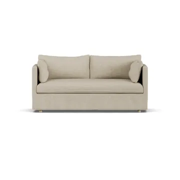 Linnevik Sofa - Bern beige 0341-Eiche weiß geölt, 2-sitzig, mit Volant - 1898