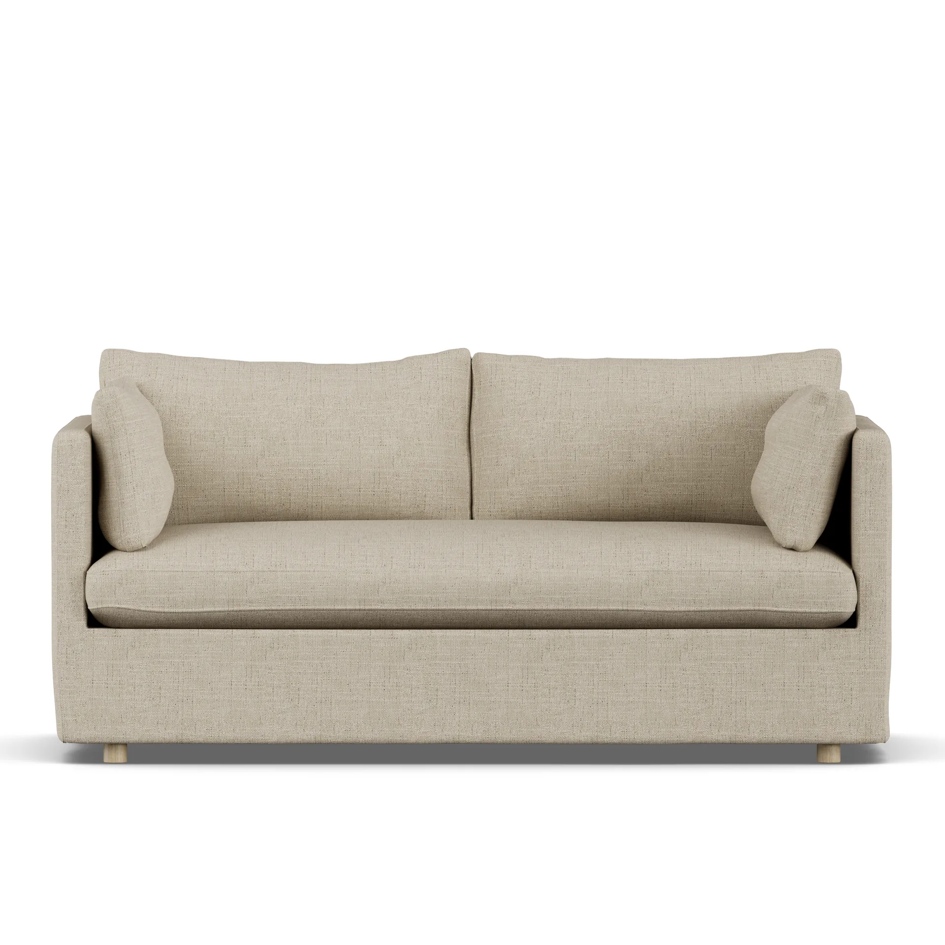 Linnevik Sofa, Bern beige 0341-Eiche weiß geölt, 2-sitzig, mit Volant 1898