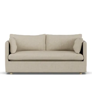 Linnevik Sofa - Bern beige 0341-Eiche weiß geölt, 2-sitzig, mit Volant - 1898