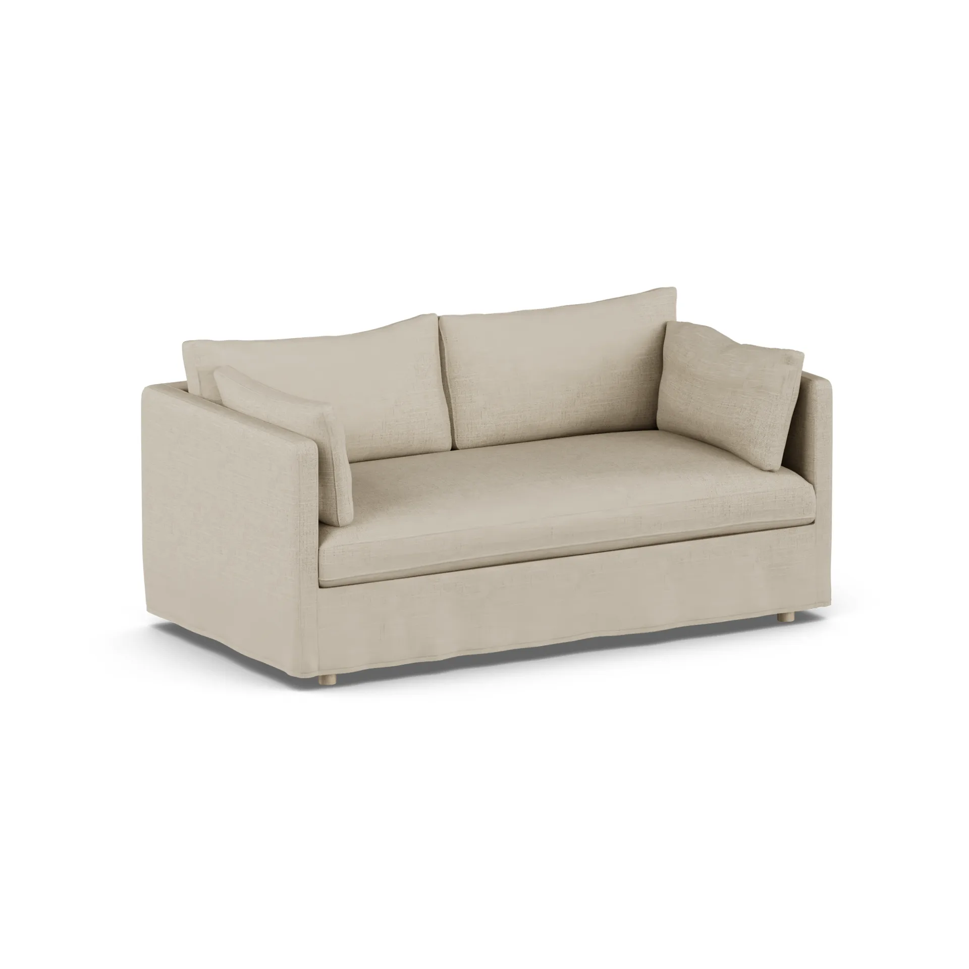 Linnevik Sofa, Bern beige 0341-Eiche weiß geölt, 2-sitzig, mit Volant 1898