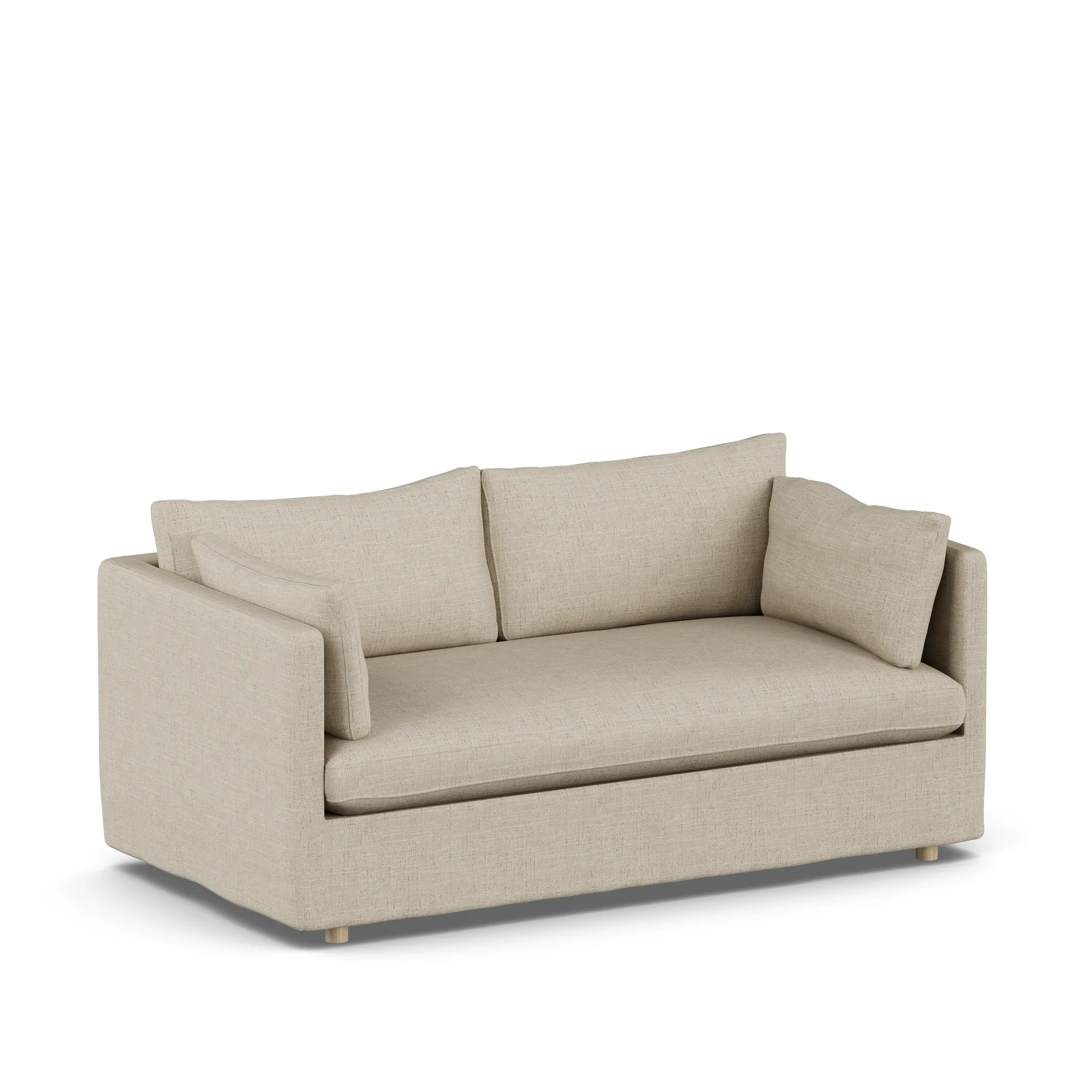 Linnevik Sofa, Bern beige 0341-Eiche weiß geölt, 2-sitzig, mit Volant 1898