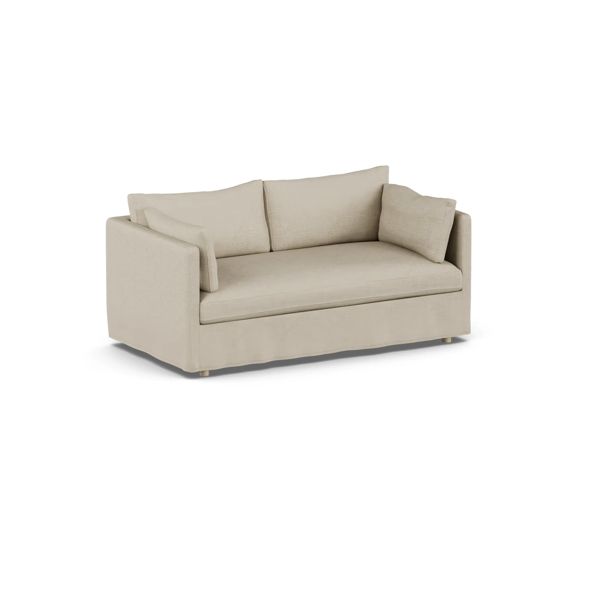 Linnevik Sofa, Bern beige 0341-Eiche weiß geölt, 2-sitzig, mit Volant 1898