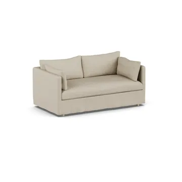 Linnevik Sofa - Bern beige 0341-Eiche weiß geölt, 2-sitzig, mit Volant - 1898
