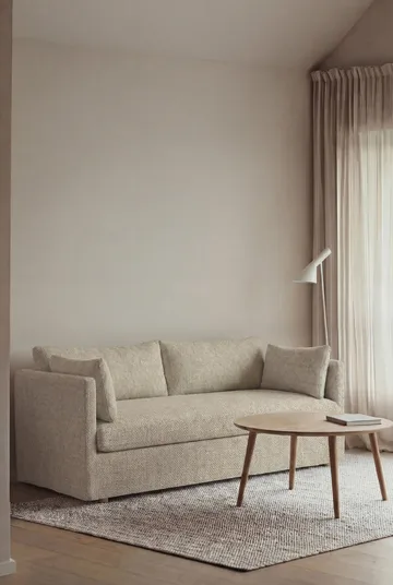 Linnevik Sofa - Bern beige 0341-Eiche weiß geölt, 2-sitzig, mit Volant - 1898