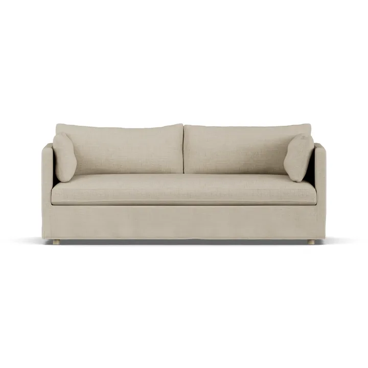 Linnevik Sofa - Bern Beige 0341-Eiche weiß geölt, 3-sitzig, mit Volant - 1898