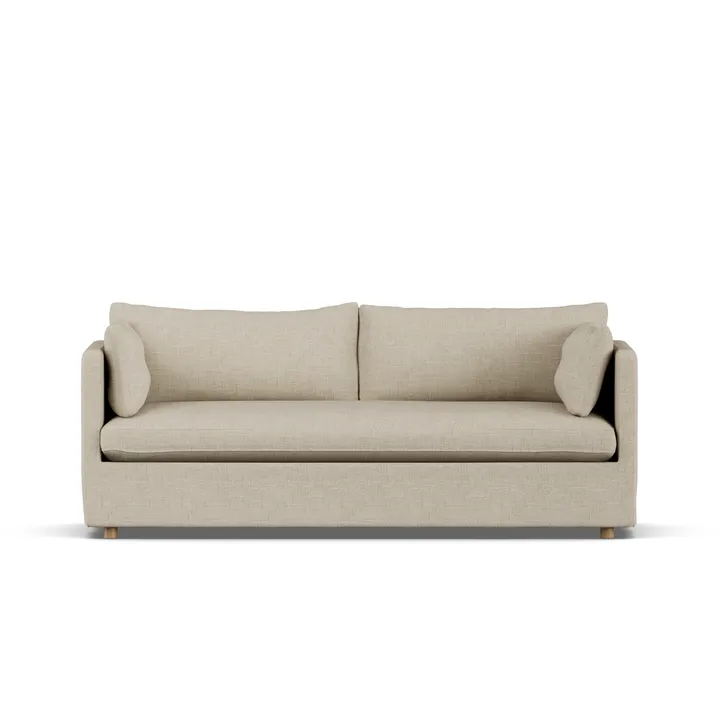 Linnevik Sofa - Bern Beige 0341-Eiche weiß geölt, 3-sitzig, mit Volant - 1898