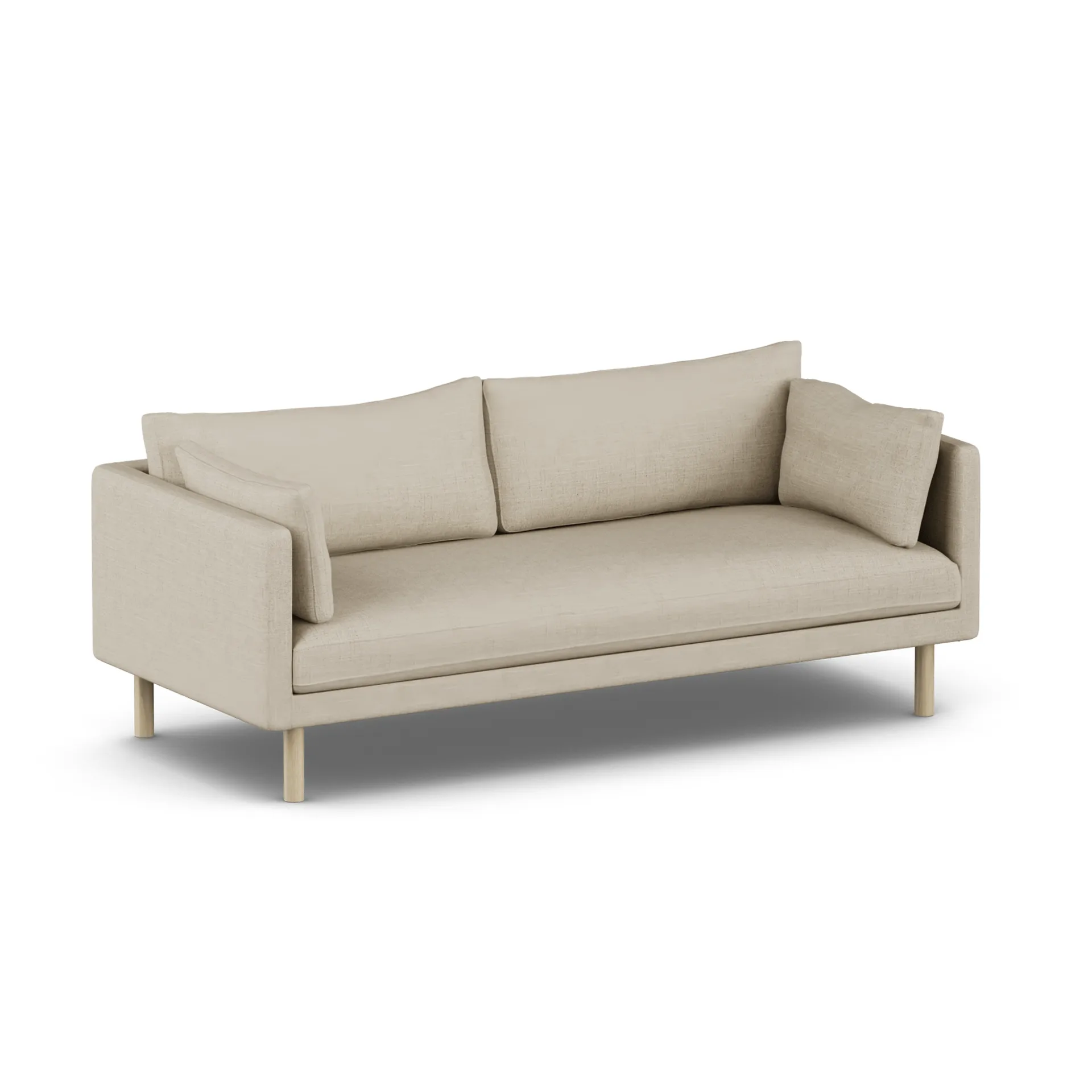 Linnevik Sofa, Bern Beige 0341-Eiche weiß geölt, 3-sitzig, ohne Volant 1898