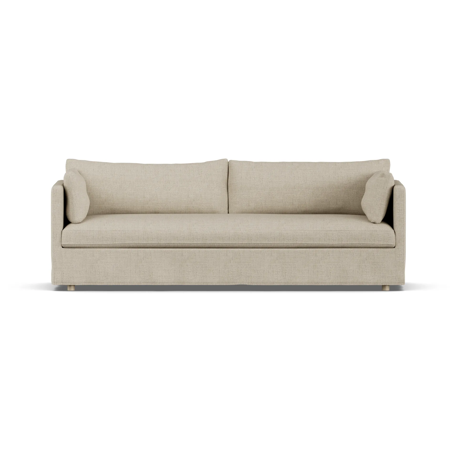Linnevik Sofa, Bern beige 0341-Eiche weiß geölt, 4-sitzig, mit Volant 1898