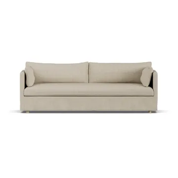 Linnevik Sofa - Bern beige 0341-Eiche weiß geölt, 4-sitzig, mit Volant - 1898