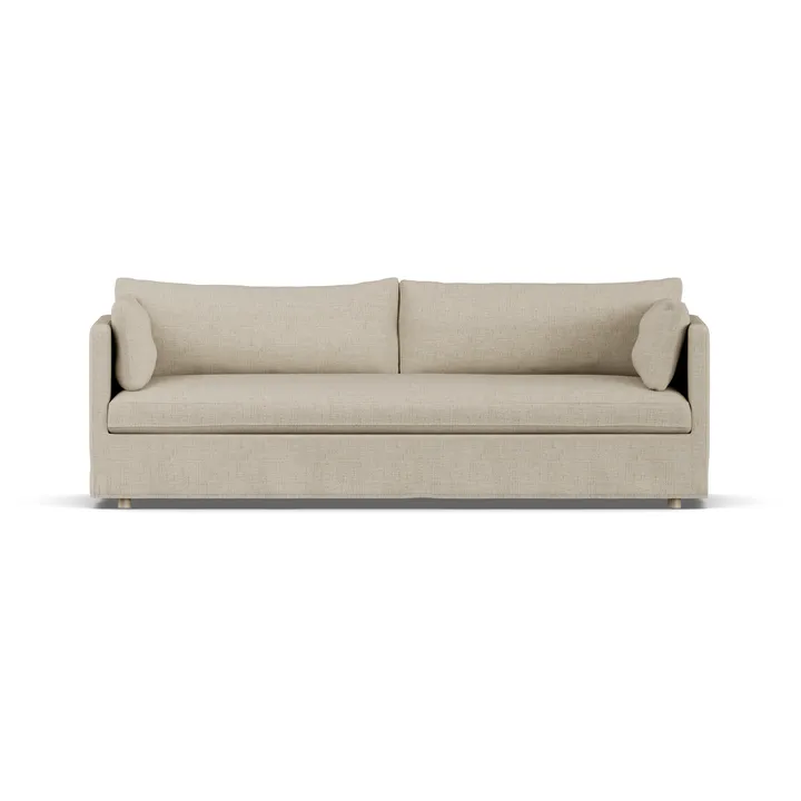 Linnevik Sofa - Bern beige 0341-Eiche weiß geölt, 4-sitzig, mit Volant - 1898