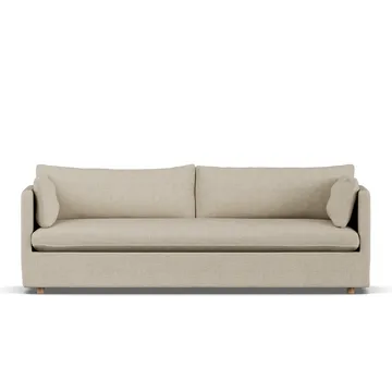 Linnevik Sofa - Bern beige 0341-Eiche weiß geölt, 4-sitzig, mit Volant - 1898