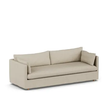 Linnevik Sofa - Bern beige 0341-Eiche weiß geölt, 4-sitzig, mit Volant - 1898