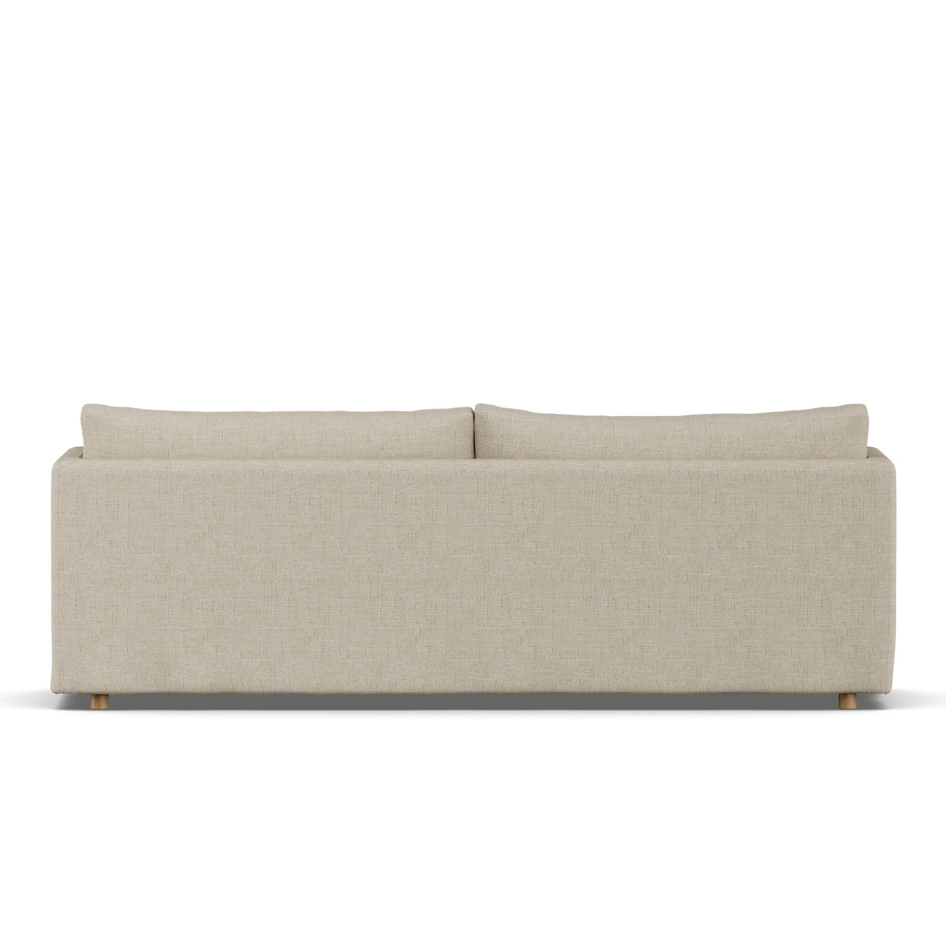 Linnevik Sofa, Bern beige 0341-Eiche weiß geölt, 4-sitzig, mit Volant 1898