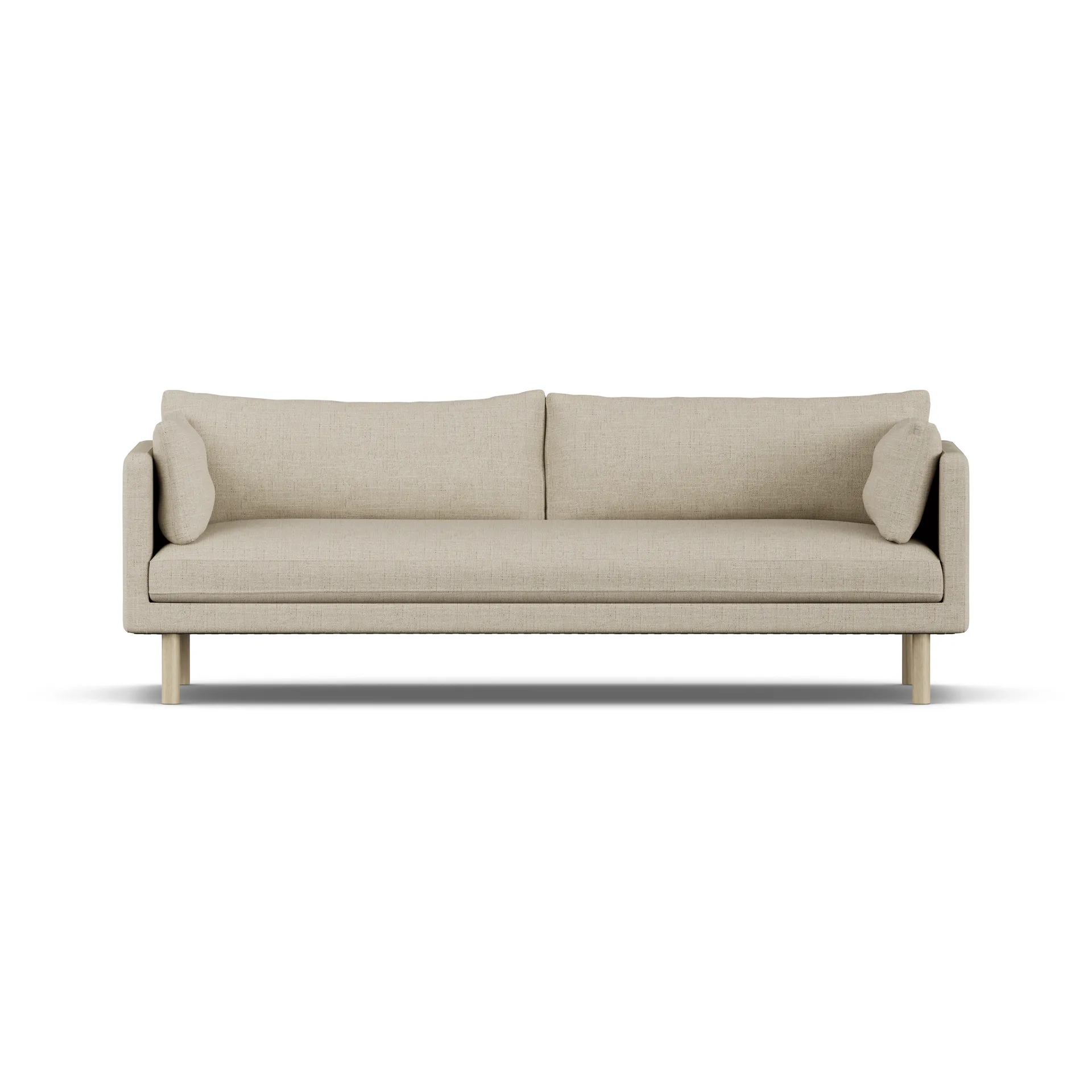 Linnevik Sofa, Bern Beige 0341-Eiche weiß geölt, 4-sitzig, ohne Volant 1898