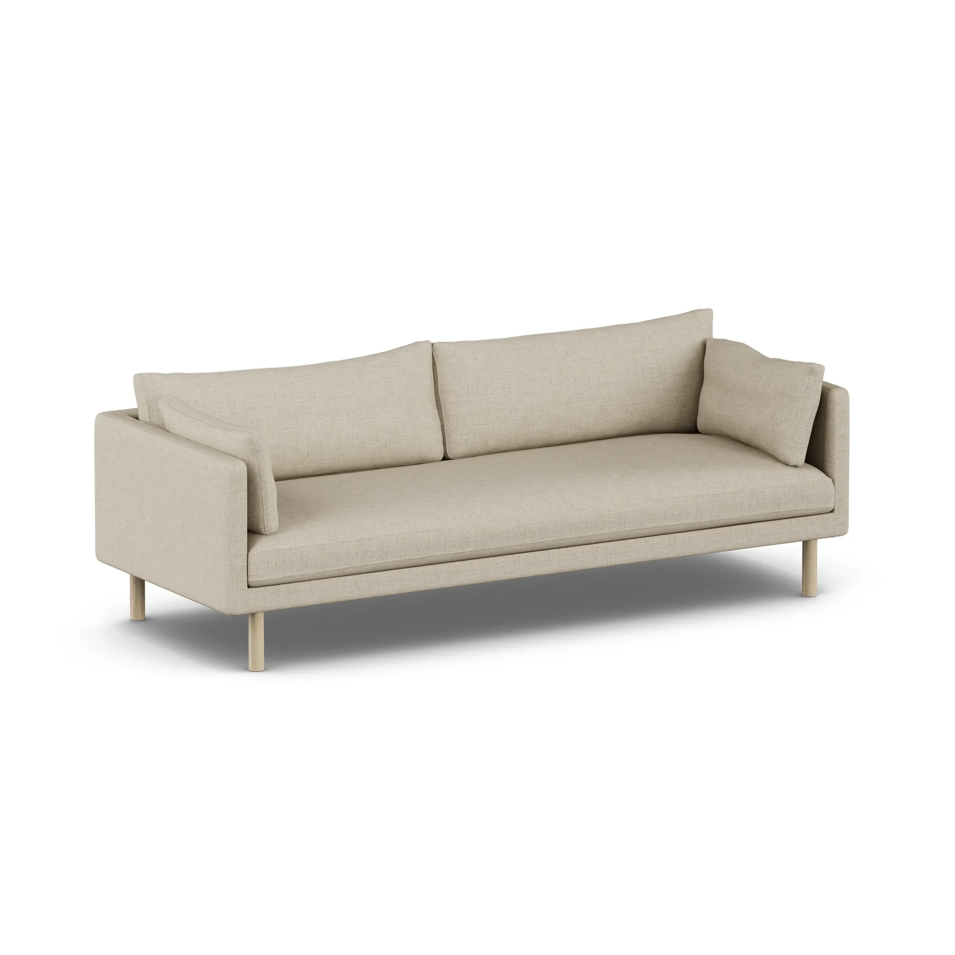 Linnevik Sofa, Bern Beige 0341-Eiche weiß geölt, 4-sitzig, ohne Volant 1898