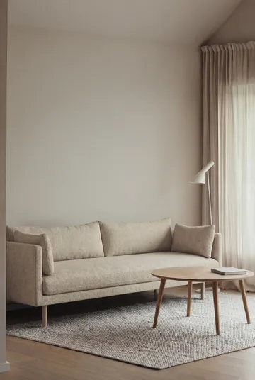 Linnevik Sofa - Bern Beige 0341-Eiche weiß geölt, 4-sitzig, ohne Volant - 1898