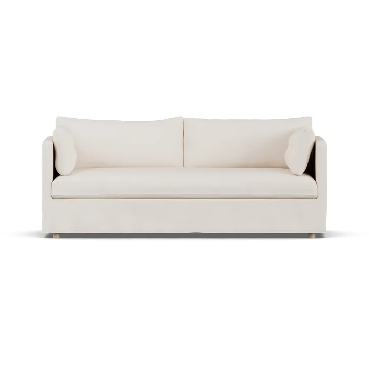 Linnevik Sofa - Caleido beige 9600-Eiche weiß geölt, 3-sitzig, mit Volant - 1898