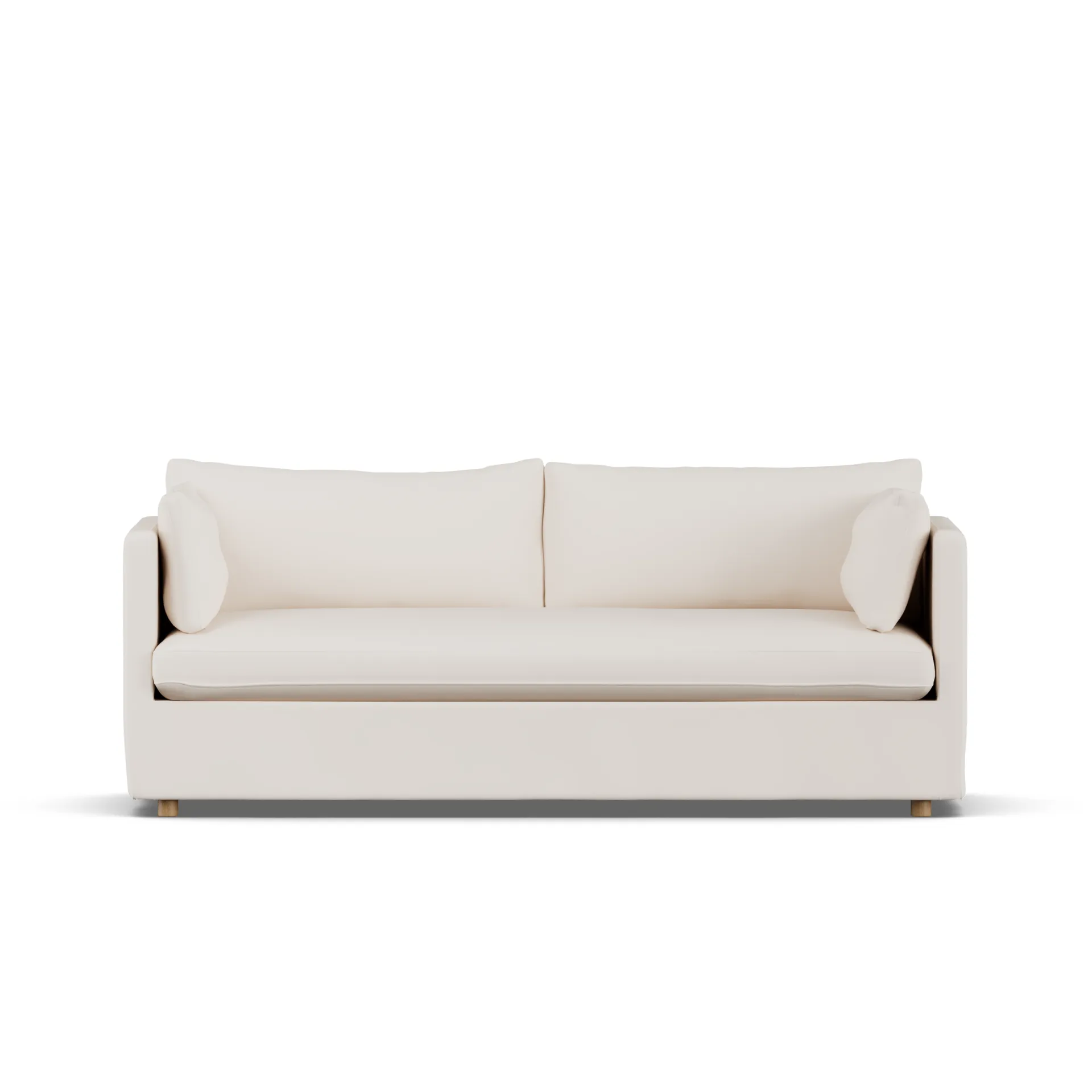 Linnevik Sofa, Caleido beige 9600-Eiche weiß geölt, 3-sitzig, mit Volant 1898