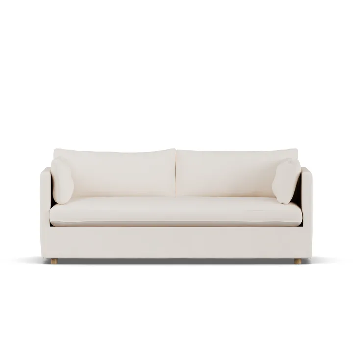 Linnevik Sofa - Caleido beige 9600-Eiche weiß geölt, 3-sitzig, mit Volant - 1898
